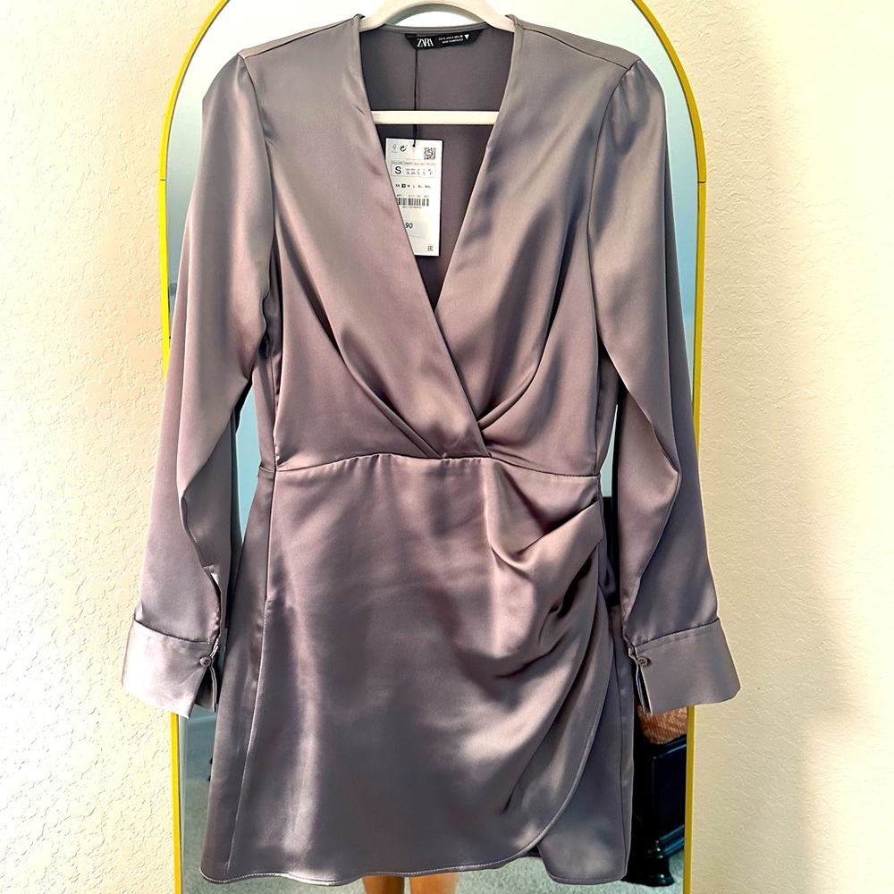Zara Wrap Front Satin Dress